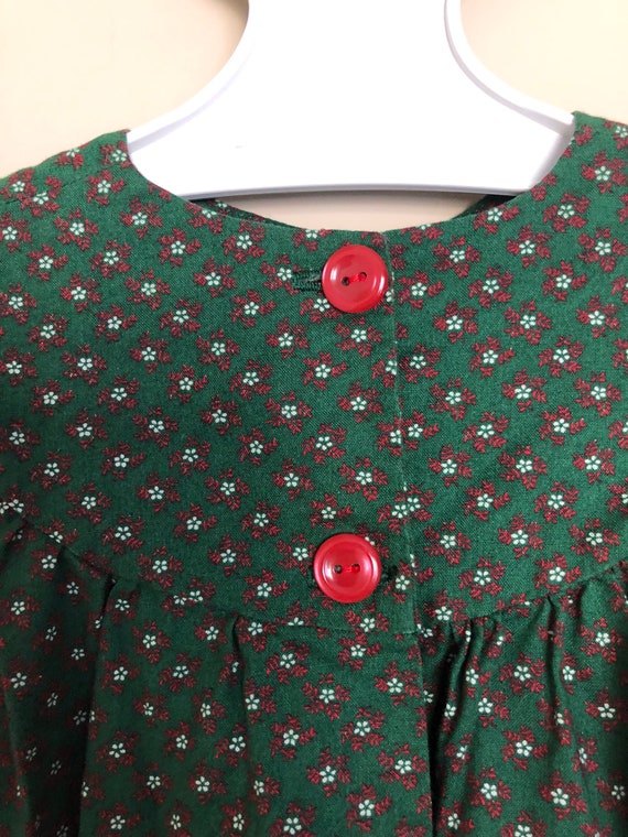 Vintage Smocked Green and Red Dress for Baby with… - image 7