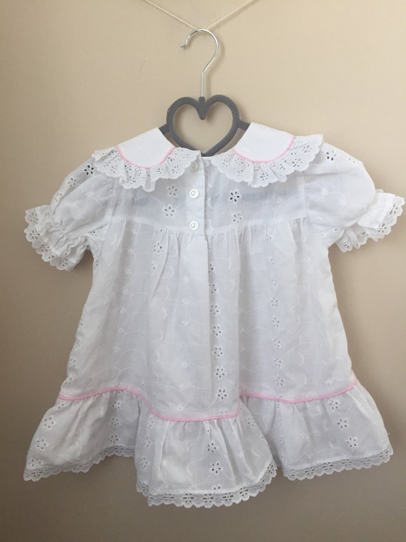 Vintage 1980s Sailor Style Dress for Baby in Whit… - image 6