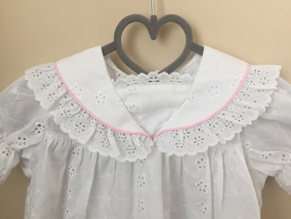 Vintage 1980s Sailor Style Dress for Baby in Whit… - image 3