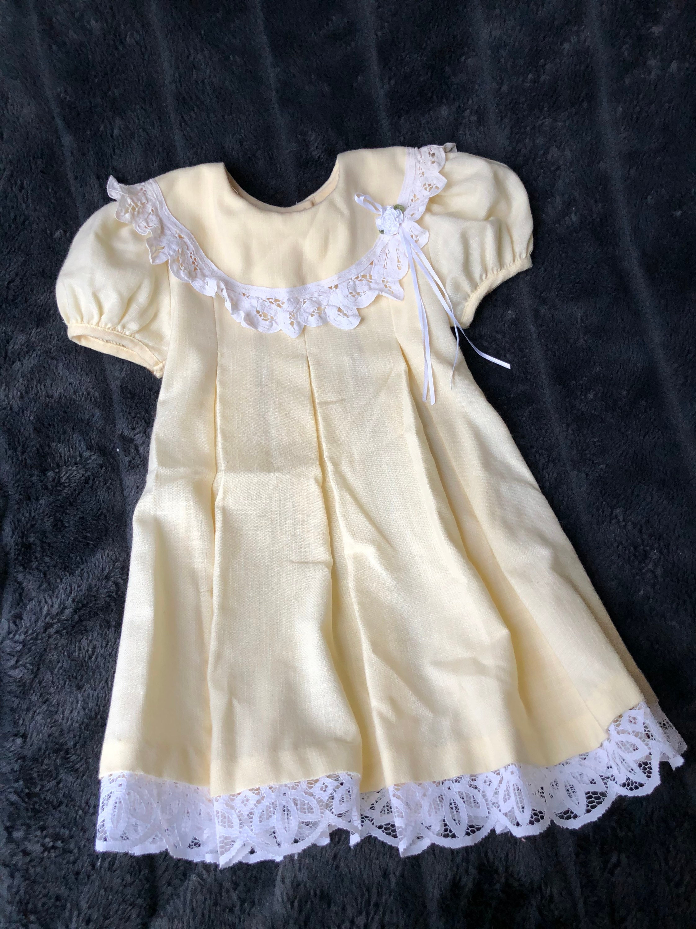Vintage Bonnie Jean New York Dress for Baby in Soft Yellow With