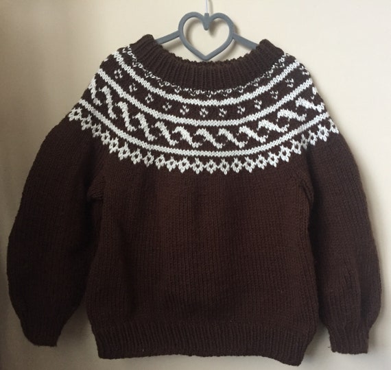 Vintage Hand Knit Lopi Style / Fair Isle Style Bab