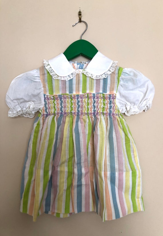 Vintage 1970s Polly Flinders Hand Smocked Dress fo