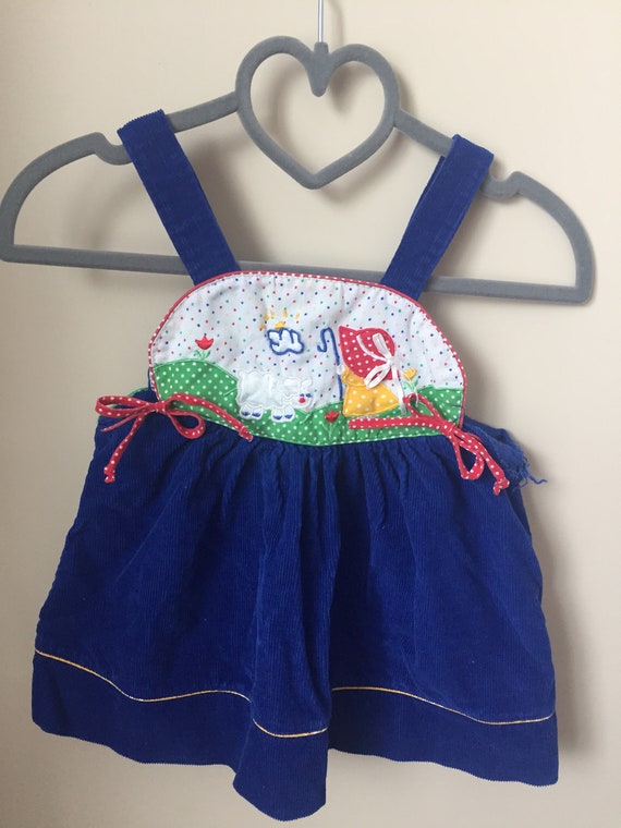 Vintage Apron Style Tie Up Corduroy Pinafore for … - image 2