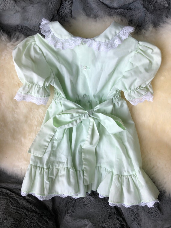 Vintage Polly Flinders Smocked Mint Green Dress f… - image 9