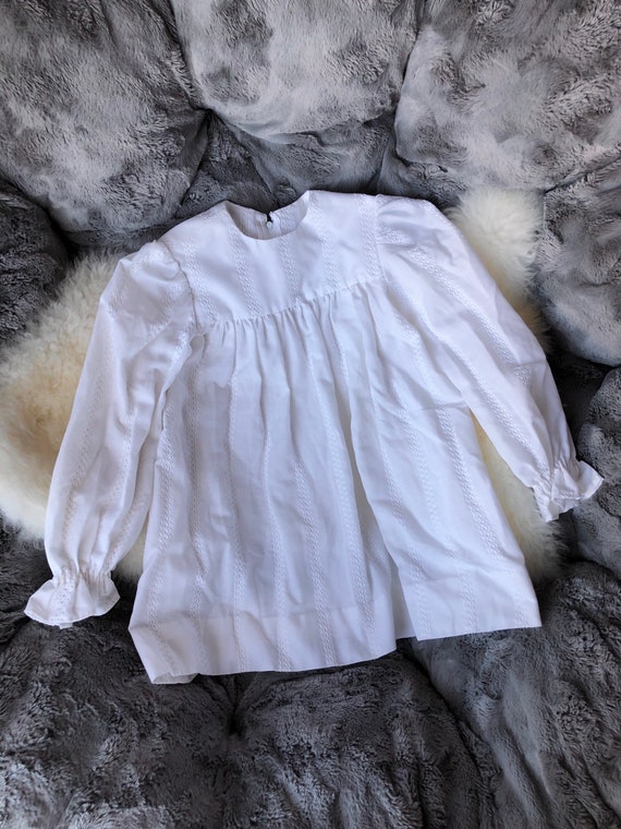 Simple Vintage White Long Sleeve Dress for Baby w… - image 9