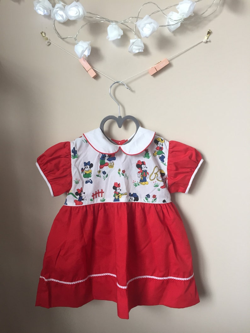 Size 24 Months Cutest Ever Vintage Mickey Minnie Mouse Dress for Baby Charming Originals