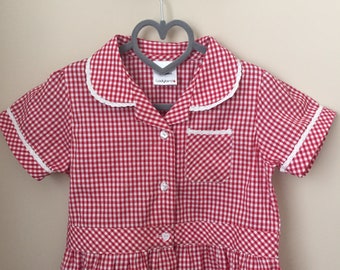 Vintage Red and White Gingham Dress for Girl - Ladybird Brand - Size 5-6 Years