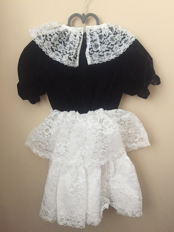 Vintage 80s Black and White Party Dress for Girl … - image 8