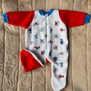 Vintage Fleece Onesie Sleeper for Baby, Vintage Baby Pajamas, Jeepers Creepers by Hallmark, Size 6 Months image 1