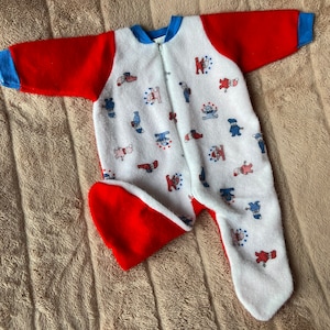 Vintage Fleece Onesie Sleeper for Baby, Vintage Baby Pajamas, Jeepers Creepers by Hallmark, Size 6 Months image 2