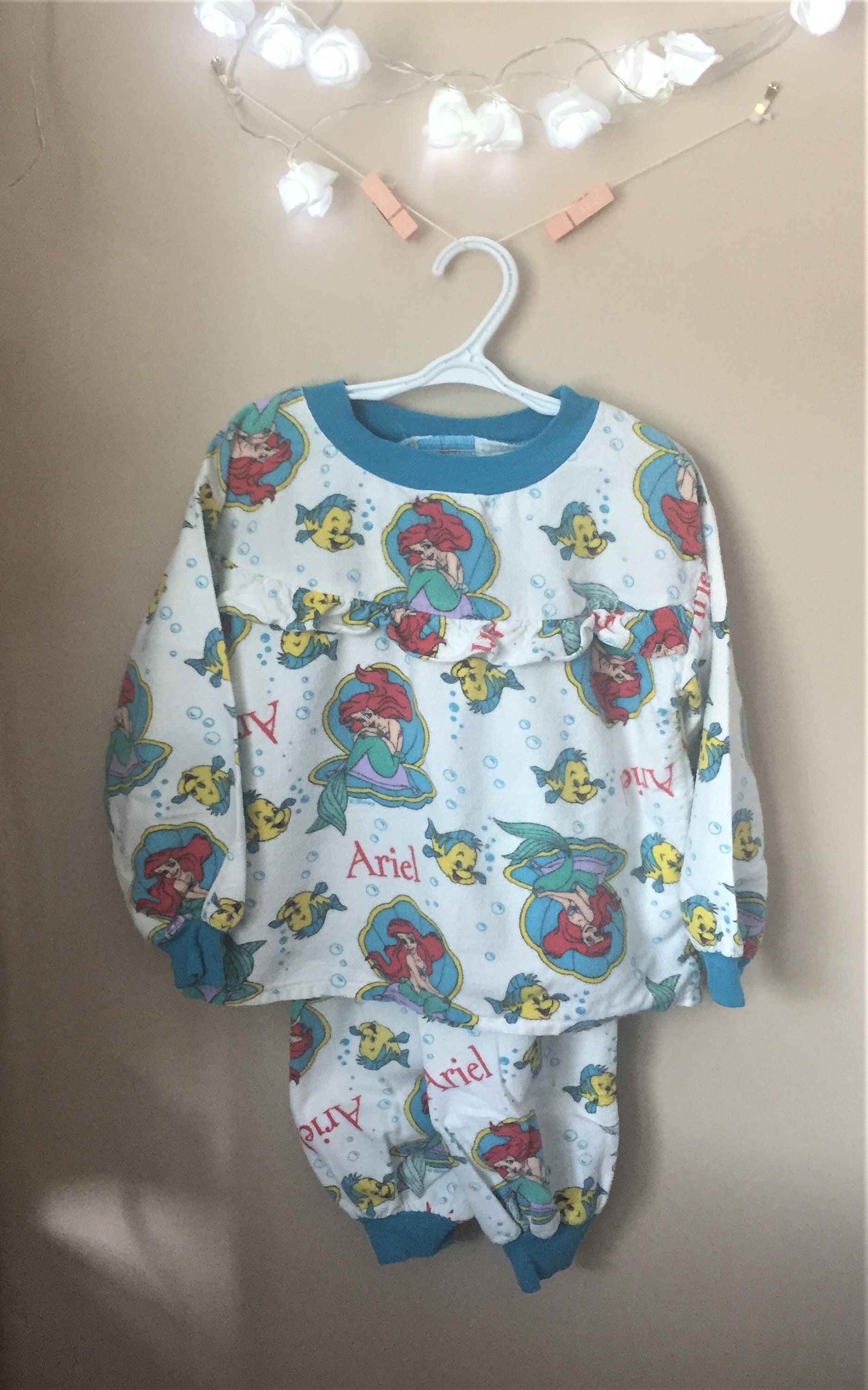Vintage the Little Mermaid Ariel Pajamas for Young Girl Size