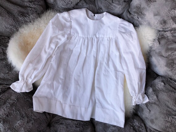 Simple Vintage White Long Sleeve Dress for Baby w… - image 4