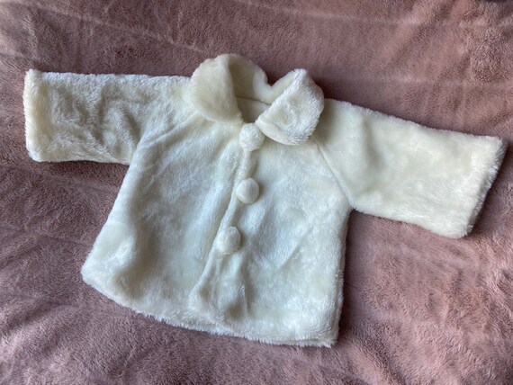 Vintage Faux Fur Cream Colored Coat for Baby with… - image 9