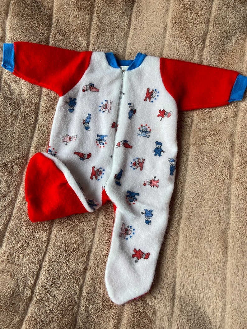 Vintage Fleece Onesie Sleeper for Baby, Vintage Baby Pajamas, Jeepers Creepers by Hallmark, Size 6 Months image 8