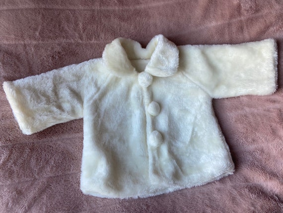 Vintage Faux Fur Cream Colored Coat for Baby with… - image 4