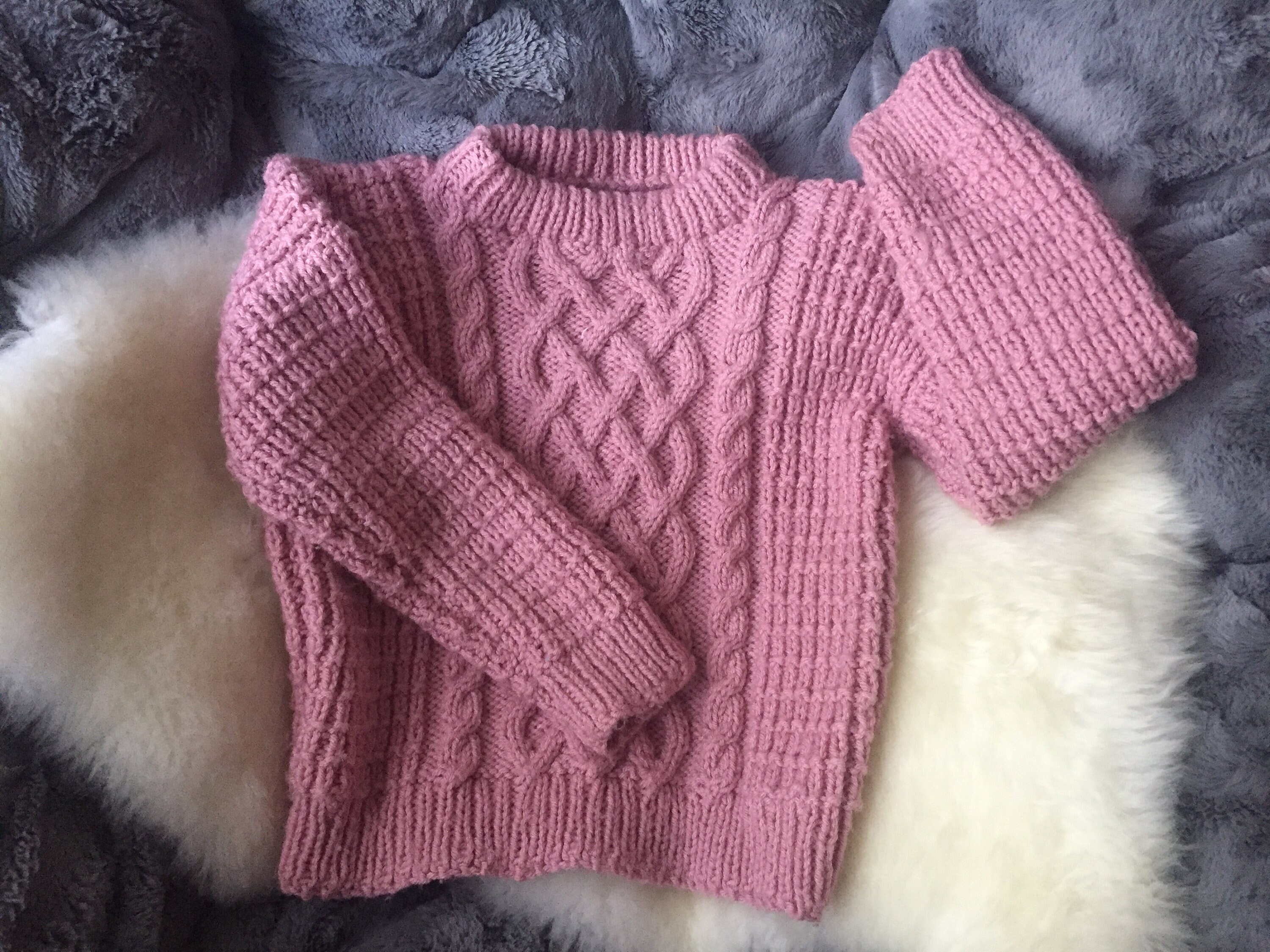 Vintage Hand Knit Dusty Pink CABLED Pullover Fisherman Sweater - Etsy Norway