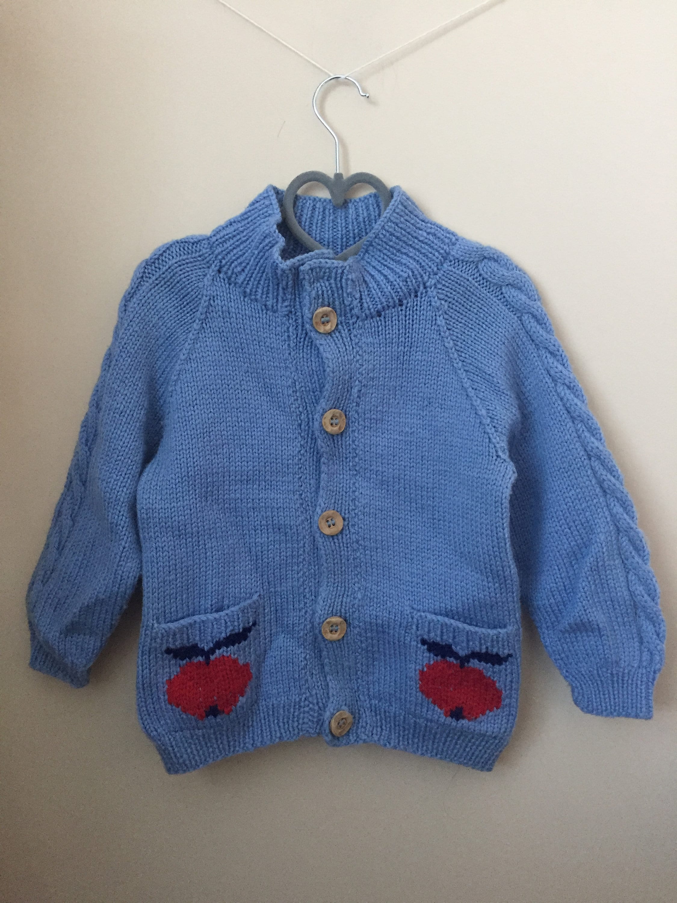 Vintage Hand Knit Cardigan Sweater for Baby With Cabled - Etsy