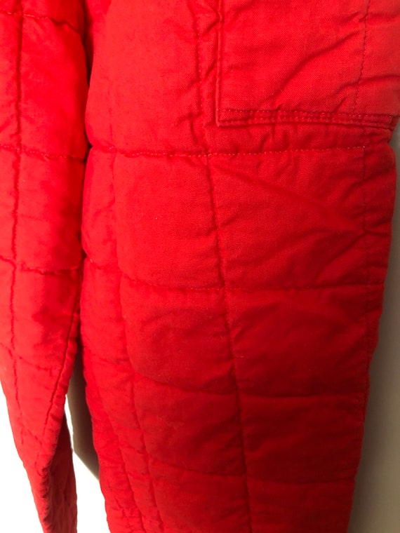 Vintage 1970s Red Quilted Overalls with Horse Pat… - image 10