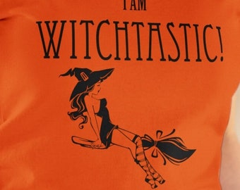 Witchtastic Orange Funny Naughty Sexy Halloween Women's Midweight Cotton Tee Shirt