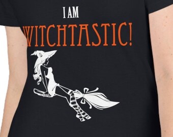 Witchtastic Orange Font Funny Naughty Sexy Halloween Women Ladies' V-Neck T-Shirt Shirt