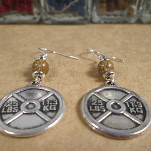 Dumbbell Barbell Weights Earrings, Bodybuilder Gift, Bodybuilding Jewelry, Fitness Earrings, Motivation, Gym, Crossfit Earrings Fit Strong