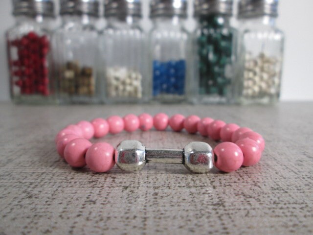 CrossFit Mens haltère Sport Bracelet, bracelet en pierres naturelles