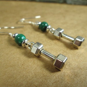 Dumbbell Barbell Earrings, Bodybuilder Gift, Bodybuilding Jewelry, Fitness Earrings, Motivation, Workout, Gym, Crossfit Earrings Fit Strong