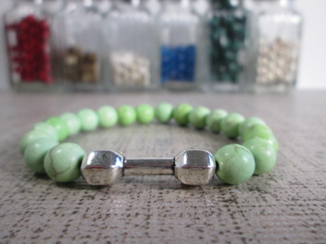CrossFit Mens haltère Sport Bracelet, bracelet en pierres naturelles
