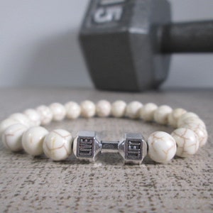 Dumbbell Barbell bracelet, Bodybuilder Gift, Bodybuilding jewelry, Fitness Bracelet, Motivation, Workout, Gym, Crossfit bracelet Fit Strong image 4