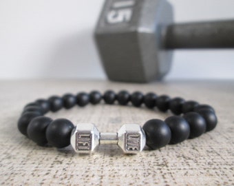 Dumbbell Barbell bracelet, Bodybuilder Gift, Bodybuilding jewelry, Fitness Bracelet, Motivation, Workout, Gym, Crossfit bracelet Fit Strong