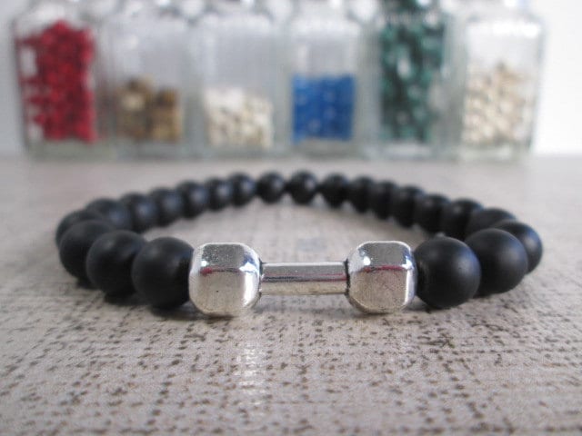 CrossFit Mens haltère Sport Bracelet, bracelet en pierres naturelles