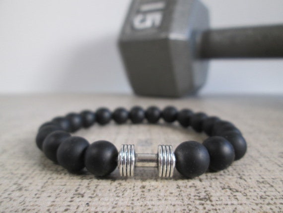 Charm Men Dumbbell Strand Bracelets Handmade Braid Knot Adjustable Bracelets  Women Barbell Fitness Energy Jewelry Couple Gifts