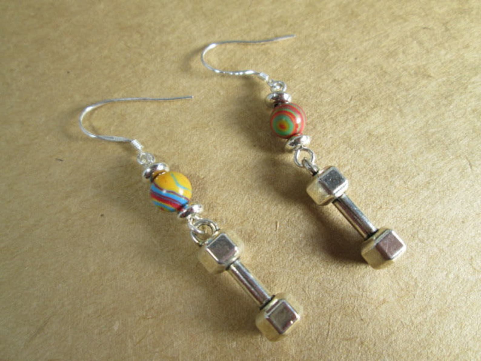 Affordable Multaycolored Dumbbell Earrings for Men – Stylish Fitness Accessories Under $10