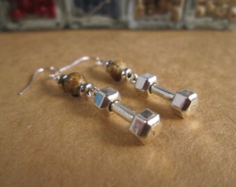 Dumbbell Cuff Bracelet - Sterling Silver Fitness Jewelry, Rhodium/Gold Plated, Gym Gift For Men & Women - View #8