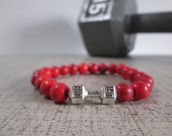 Dumbbell Barbell bracelet, Bodybuilder Gift, Bodybuilding jewelry, Fitness Bracelet, Motivation, Workout, Gym, Crossfit bracelet Fit Strong