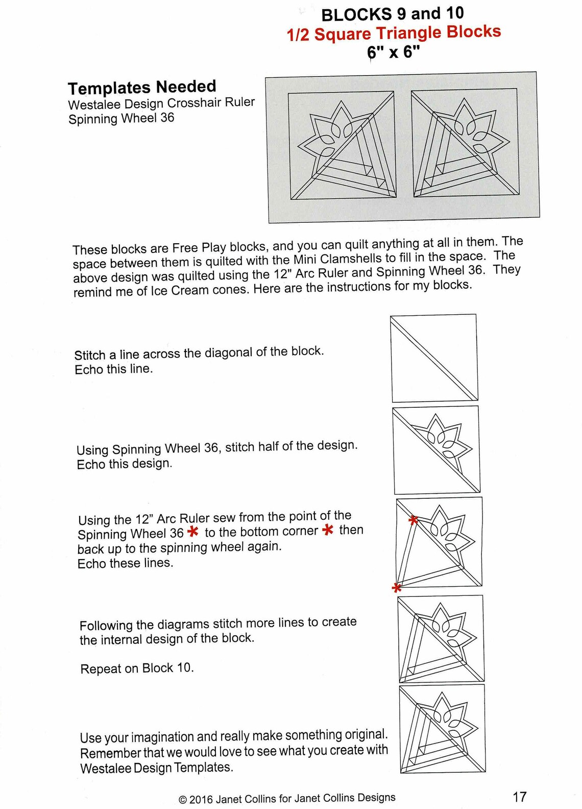 COLLINS Ruler Quilt Design Book, Use With Westalee Design
