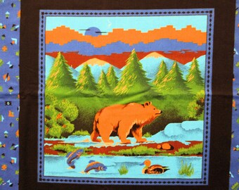 BEAR  and STAG Wildlife Panel, 1 yard of Fabric