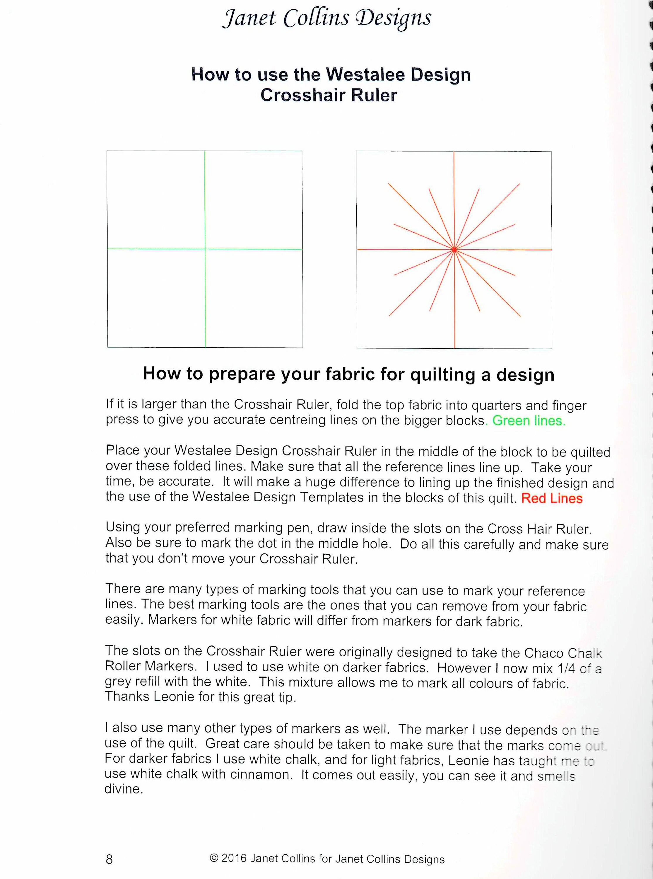 COLLINS Ruler Quilt Design Book, Use With Westalee Design