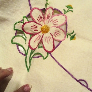 Vintage CUTWORK EMBROIDERED TABLECLOTH