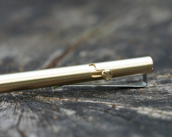 Minimalist Machined Bolt Action EDC Pen - Brass with clip