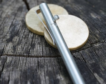Minimalist Machined Bolt Action EDC Pen - Aluminum with clip