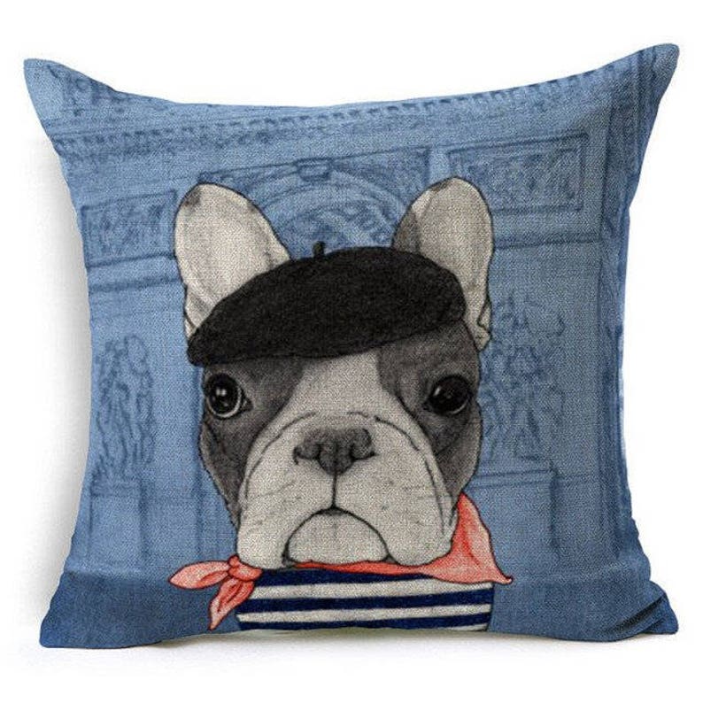 Artist Blue Frenchie French Bulldog Decorative Throw Pillow Case image 1