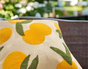 Embroidery Crochet Orange Fruit Throw Pillow Cover | Summer Throw Pillow