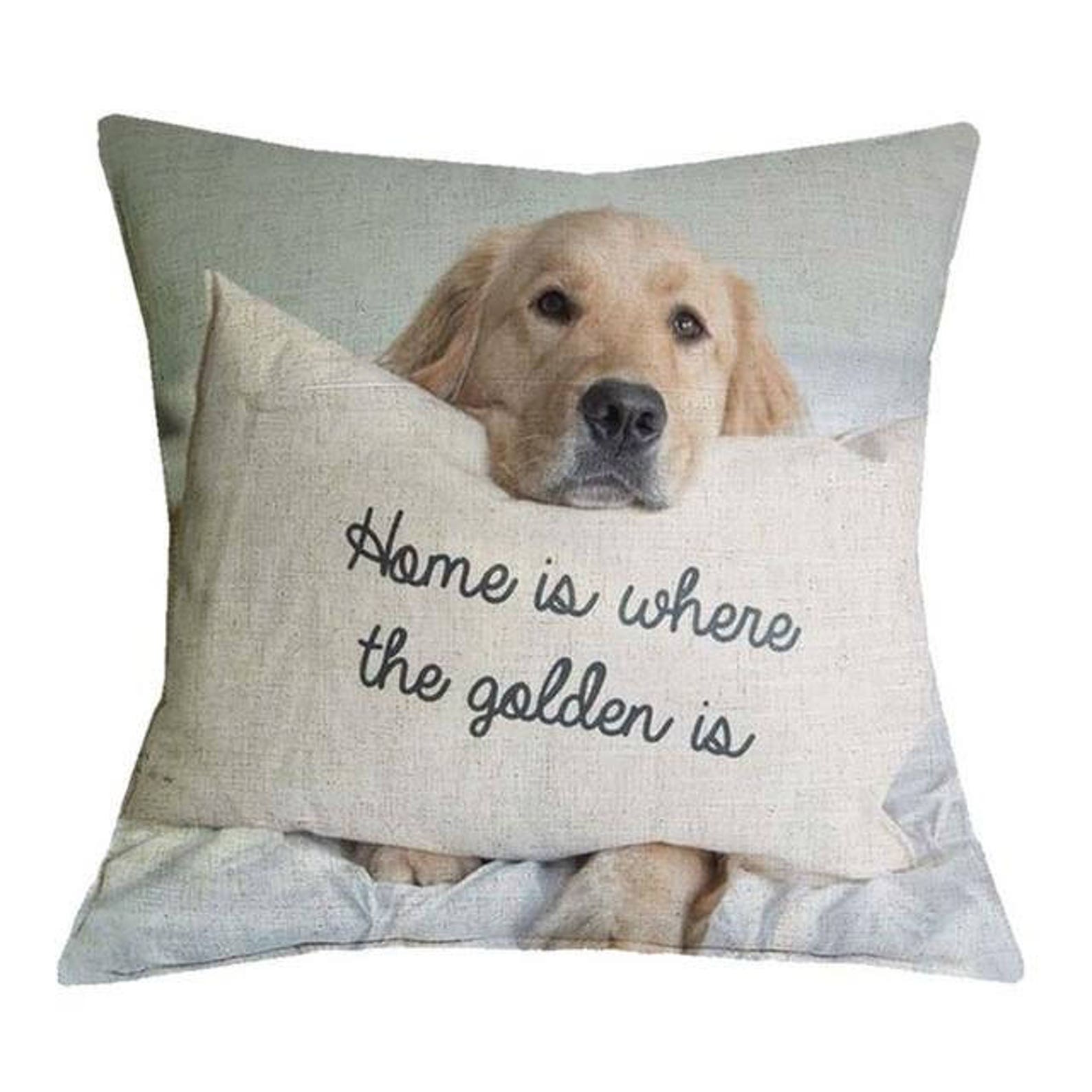 Golden Retriever Home is Where the Golden is Pillow Case Etsy