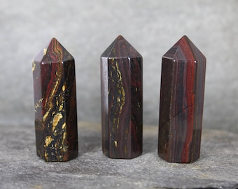 Red Tiger Iron Jasper Crystal Point/Tiger Iron Wand/ONE Natural Tiger Iron Crystal Point/Chakra Stone/Collector Specimen