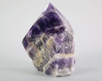 Chevron Amethyst Crystal Point, Large Natural Rough Amethyst Tower, Self Standing Alter Meditation Stone