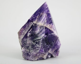 Chevron Amethyst Crystal Point, Large Natural Rough Amethyst Tower, Self Standing Alter Meditation Stone