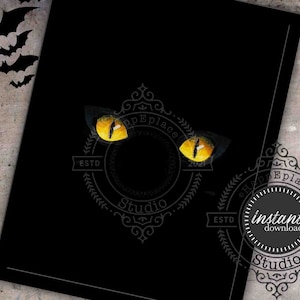 Black CAT EYES, INSTANT download.    Print for Halloween decor, pillows, wall decor, totes, t-shirts, cards, & so much more!