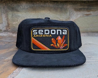 Sedona Arizona Patch Hat - Black Corduroy 5-Panel Snapback