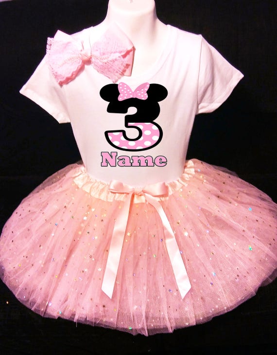 MINNIE MOUSE **With NAME** 2nd second 2 Birthday pink Tutu dress Fast Shipping